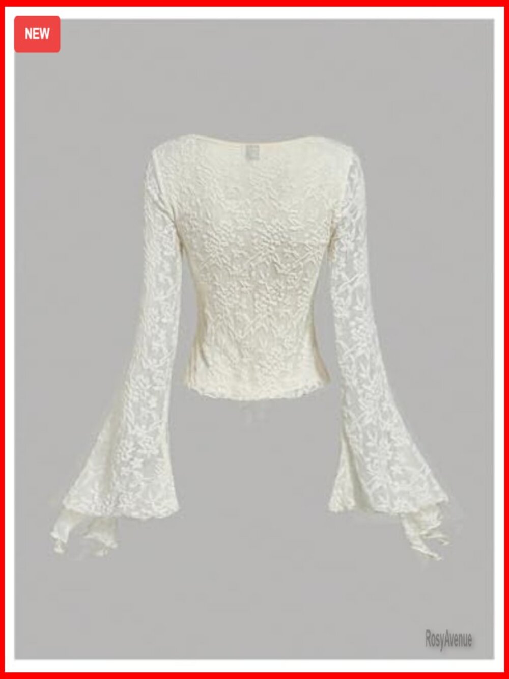 Women's Mesh Bell Sleeve Tie Front Top Long Sleeve Going Out Party Top - Picture 2 of 4